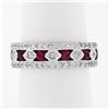 Image 1 : 18k White Gold 1.50 ctw Pave Round Brilliant Diamond & Blood Red Ruby Band Ring