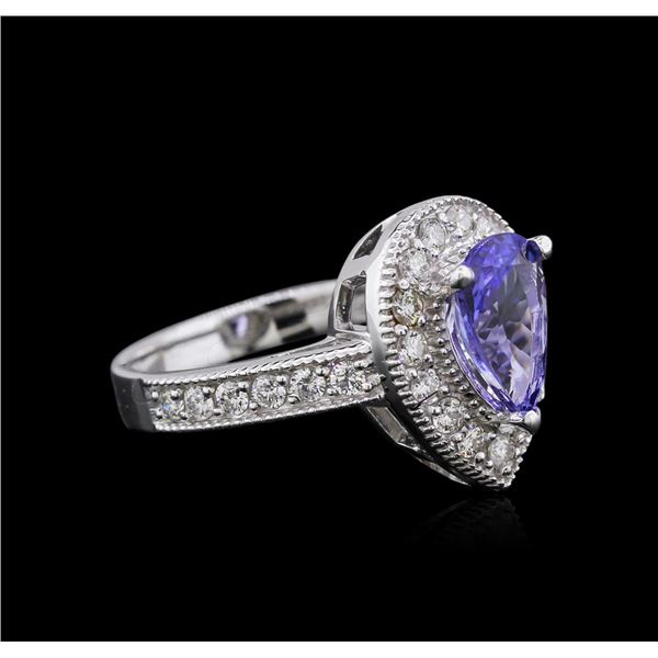 14KT White Gold 1.63 ctw Tanzanite and Diamond Ring