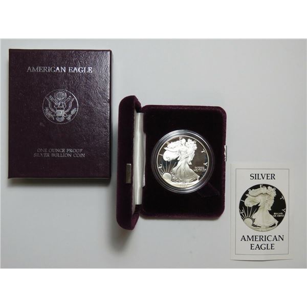 1986-S $1 American Silver Eagle Dollar Proof Coin w/Case & COA