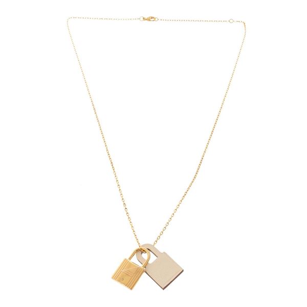 Hermes Gold-tone OKelly Pendant Necklace