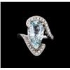Image 2 : 4.46 ctw Aquamarine and Diamond Ring - 14KT White Gold
