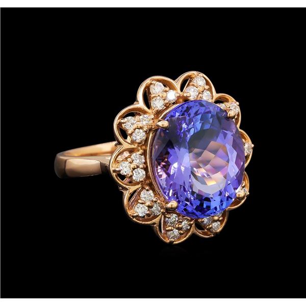 14KT Rose Gold 8.58 ctw Tanzanite and Diamond Ring