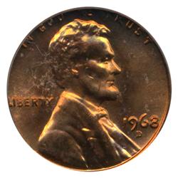 1968D US Lincoln Cent Coin Graded MS67 Red (COI-4262)