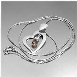 12.94ct Heart Champange Sapphire Necklace Pendant 16" White Gold Vermeil (JEW-1231)