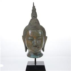 Bronze Thai Buddha Head on Base   (CLB-116)