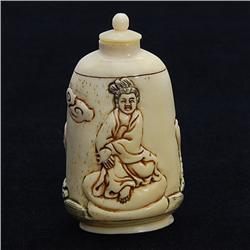 Rare Bone/Ivory Kwan Yin Netsuke Snuff Bottle (ANT-720)