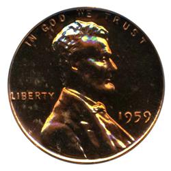 1959 Lincoln Cent Proof Coin GEM Graded PR69 RED (COI-4246)