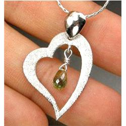 17.76ct Heart Green Sapphire Necklace Pendant 16" White Gold Vermeil (JEW-1230)