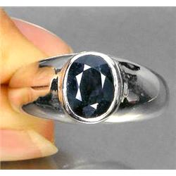 1.34ct  Oval Cut Blue Sapphire White Gold Vermeil Ring Size 7.5 (JEW-1234)