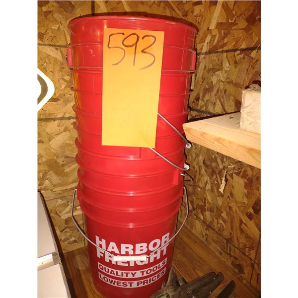 SET OF 5 NEW HARBOUR FREIGHT BUCKETS