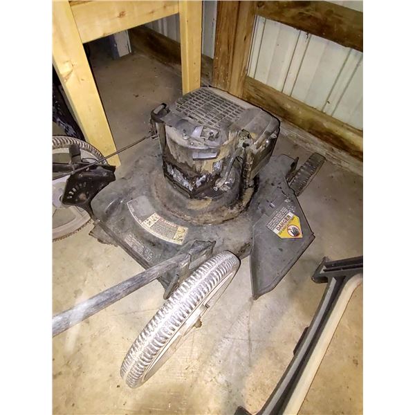LAWN CARE BUNDLE LOT: 14" OREGON ELECTRIC CHAINSAW, PUSH MOWER, ROTOTILLER