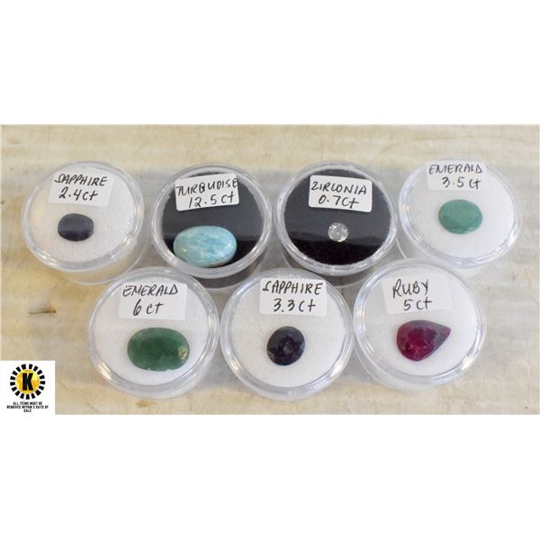 GENUINE RUBY, EMERALD, SAPPHIRE, TURQUOISE, CZ