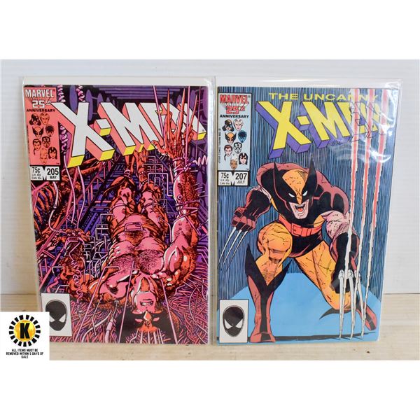 MARVEL UNCANNY X-MEN 205, 207 COMIC LOT