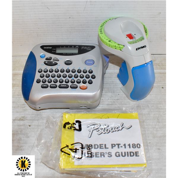 2 X LABEL MAKERS PTOUCH 1180 AND ORGANIZER