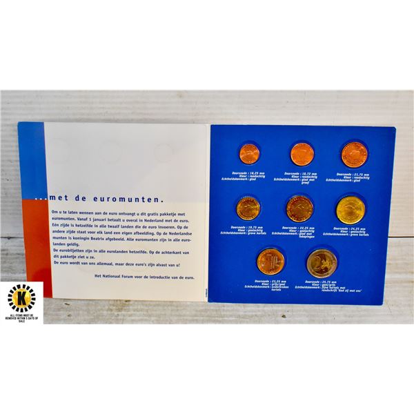 1999-2001 NETHERLANDS EURO 8 COIN SET SEALED