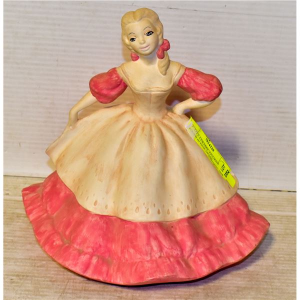 10" TALL CERAMIC FIGURINE WOMEN IN PINK DRESS