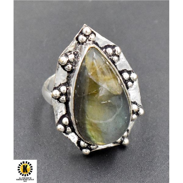 #399-NATURAL FIRE LABRADORITE RING SIZE 7