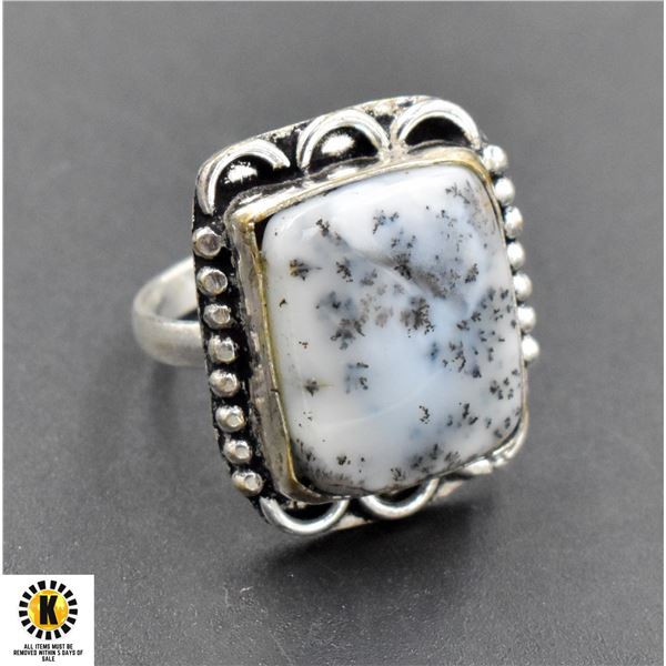 #387-NATURAL DENTRIC OPAL RING SIZE 7.5