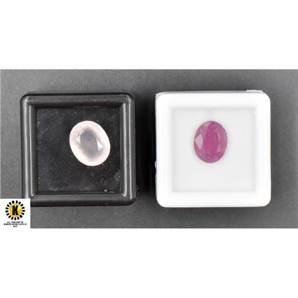 #207-NATURAL RUBY 4CT,PINK ROSE QUARTZ 4.90CT