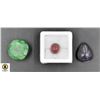 Image 1 : #191-NATURAL CHALCEDONY, EMERALD, GARNET 55.95CT