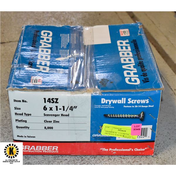 GRABBER #6 1-2/3 METAL DRYWALL SCREWS BOX