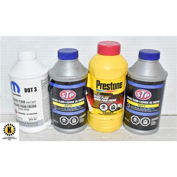 4 BOTTLES OF DOT 3 BRAKE FLUID