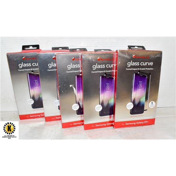 5 X SAMSUNG GALAXY S9+ TEMPERED GLASS CURVE