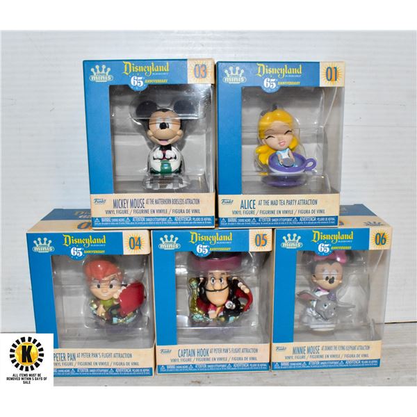 5 DISNEYLAND FUNKO MINIS PETER PAN, ALICE, CAPTAIN