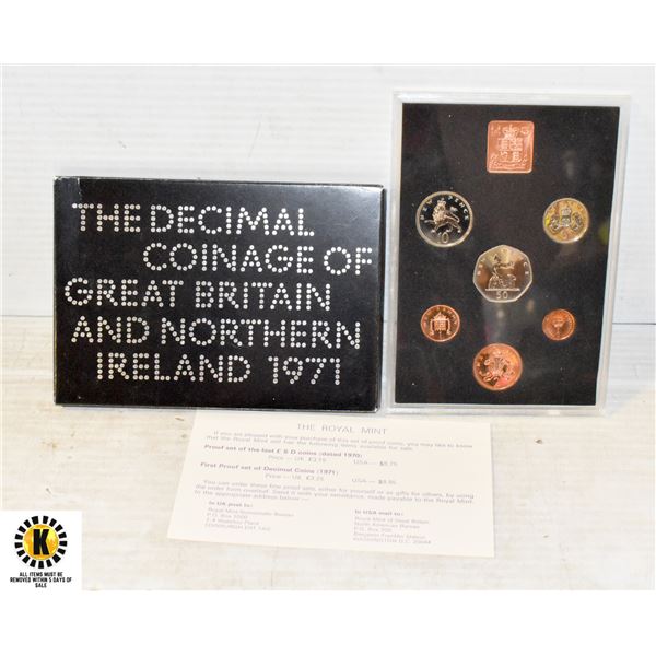 1971 GREAT BRITAIN 8 COIN BU SET IN HOLDER SEALED