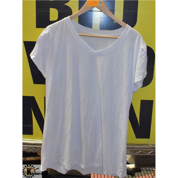 NEW LADIES XL TULIP SLEEVE WHITE T-SHIRT