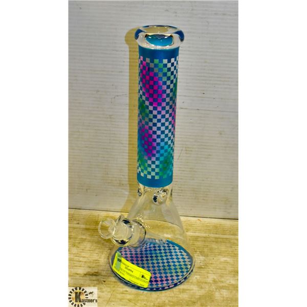 NEW 14" BLUE THEMED CHECKERED BEAKER BONG