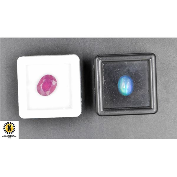 #217-NATURAL BLACK OPAL 1.5CT/RUBY 3.80CT