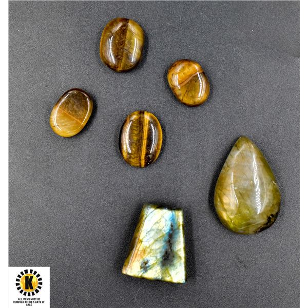 #244-NATURAL TIGER EYE & LABRADORITE 87.70CT