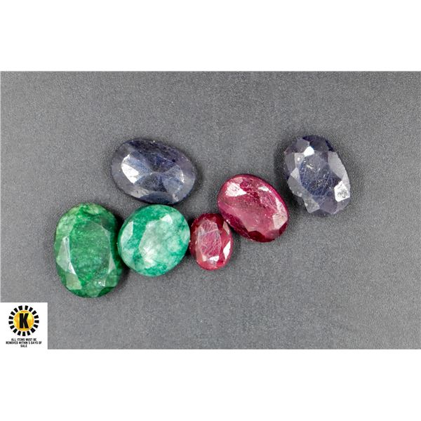 #282-NATURAL  EMERALD ,RUBY, SAPPHIRE GEMSTONE 70.