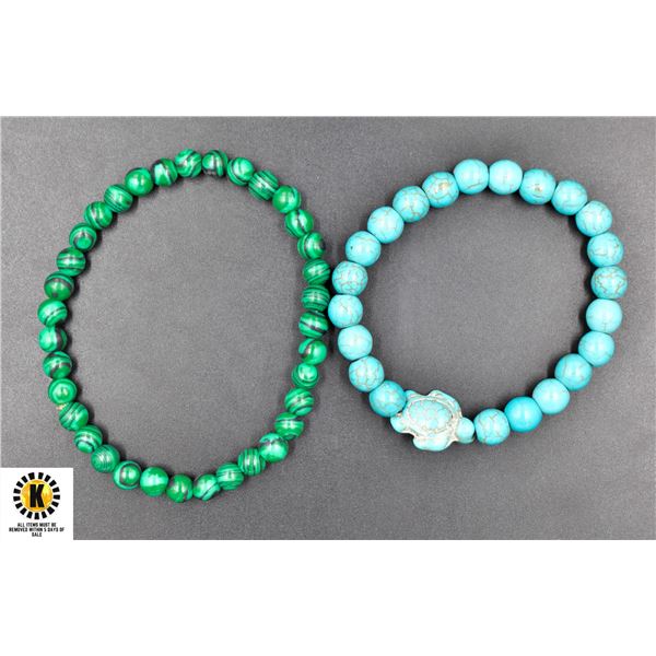 #121-NATURAL MALACHITE, TURQUOISE BRACELET