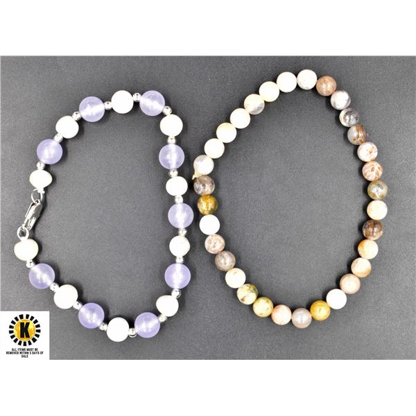 #118-NATURAL MOOKAITE, PURPLE JADE ,FRESH WATER PE