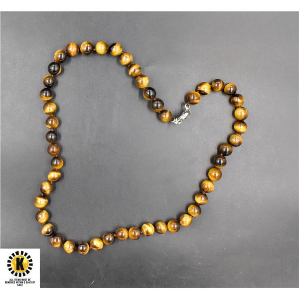 #163-NATURAL TIGER EYE NECKLACE 18"