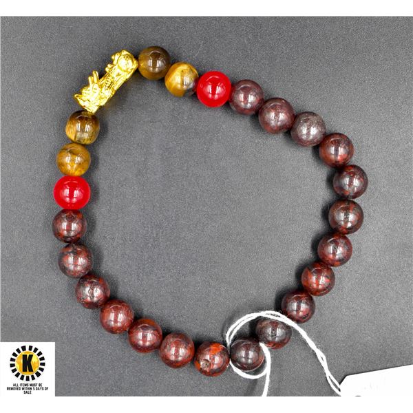 #136-NATURAL BLOOD STONE, TIGER EYE ,RED OBSIDIAN