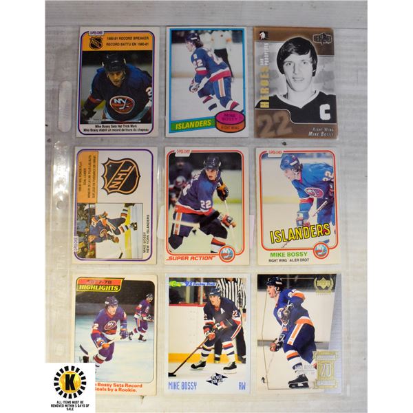 11 MIKE BOSSY HOCKEY CARDS HALL OF FAME 1980'S