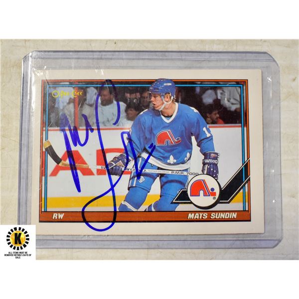 AUTOGRAPHED MATS SUNDIN QUEBEC NORDIQUES CARD