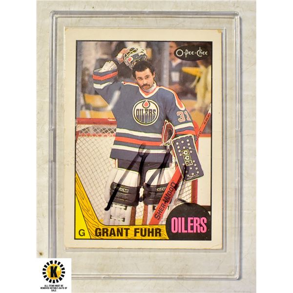 GRANT FUHR 1987 OPC SIGNED CARD EDMONTON OILERS