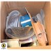 Image 1 : BOX OF ASSORTED SHOP SUPPLIES, INCLUDES AIR TOOL