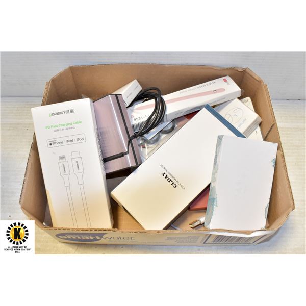 BOX OF ADAPTER COVERS, CASES, AND MORE