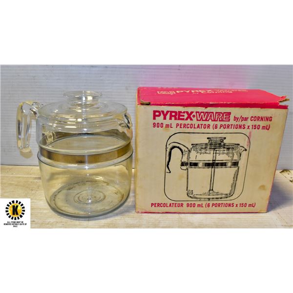 2 PYREX COFFEE PERCOLATORS 900ML
