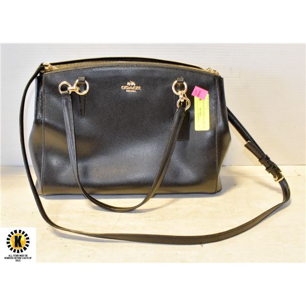 BLACK LEATHER COACH HANDBAG