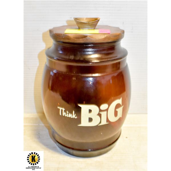 1970'S LARGE THINK BIG GLASS JAR