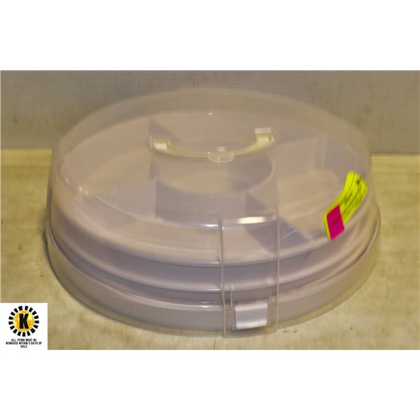 WHITE DOME CARRYING TRAY WITH MULTIPLE INSERTS TO