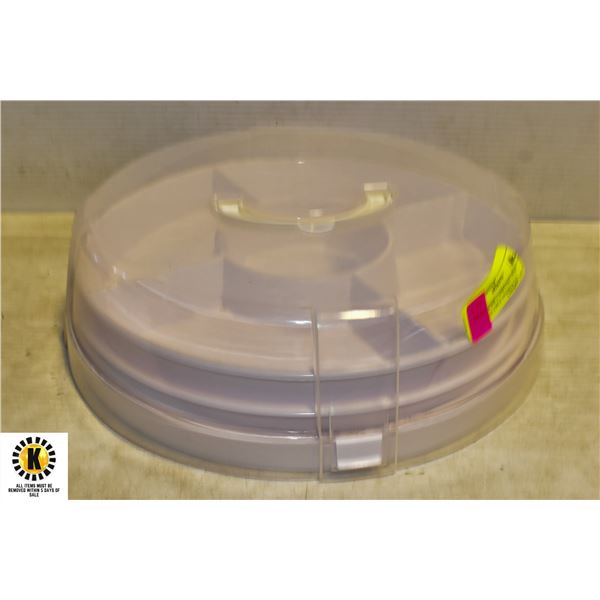 WHITE DOME CARRYING TRAY WITH MULTIPLE INSERTS TO