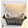 Image 1 : DEER HEAD THROW PILLOWS & RATTAN BASKET