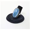 Image 1 : 13)  NATURAL OVAL BLUE OWYHEE OPAL RING,  SIZE